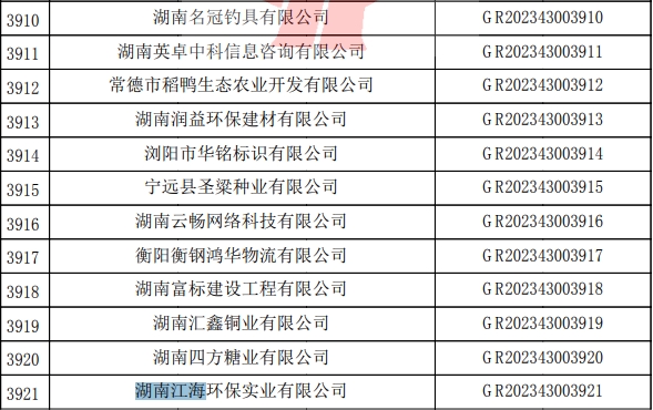 2023年湖南江海，“高新技術(shù)企業(yè)”復審順利通過！