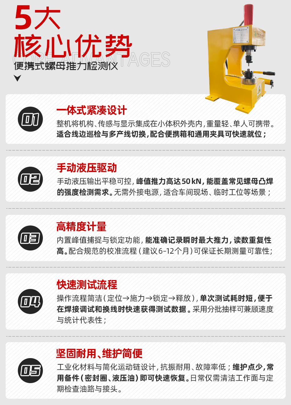 便攜式螺母推力檢測儀核心優(yōu)勢