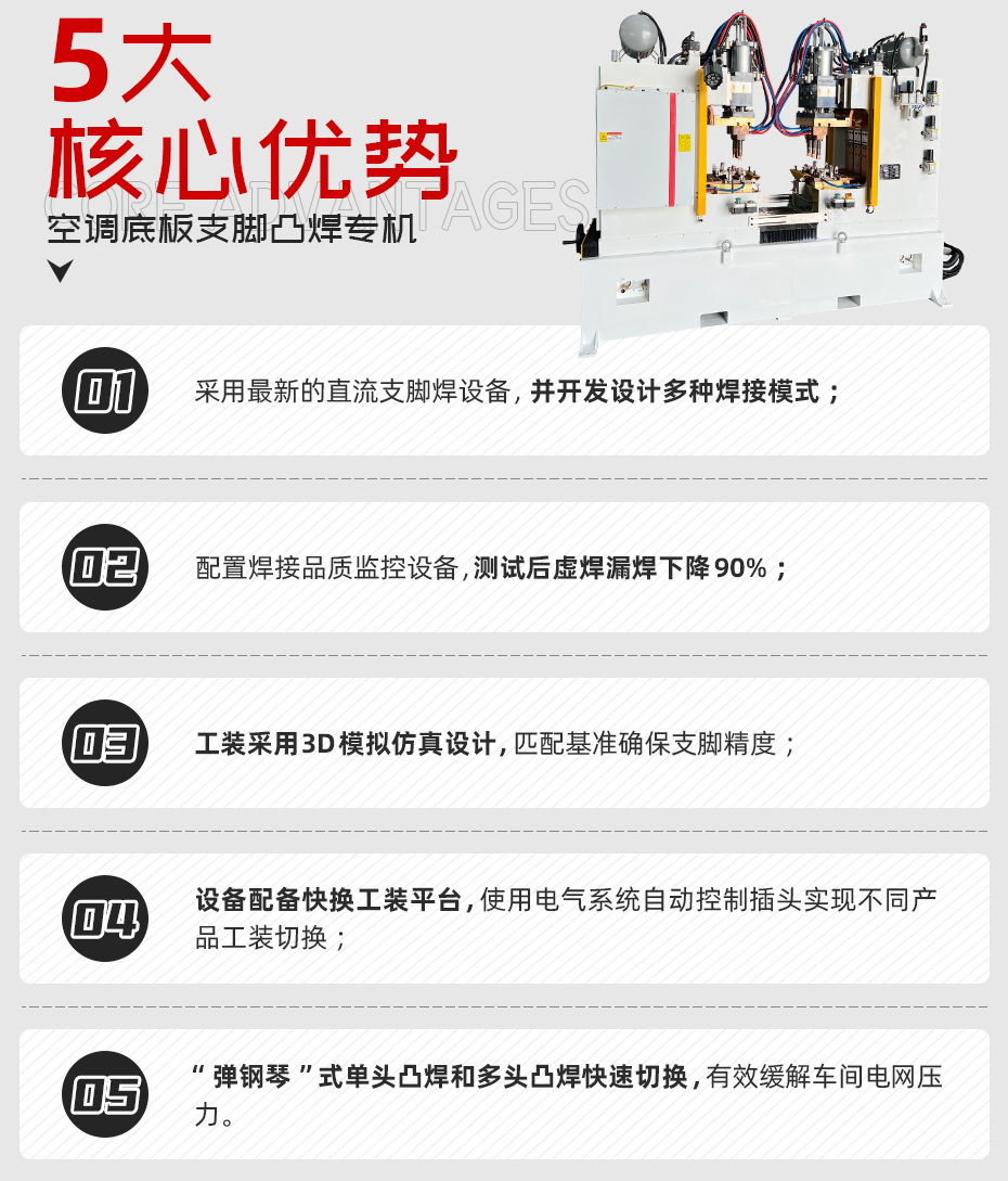 空調(diào)底板支腳凸焊專機核心優(yōu)勢