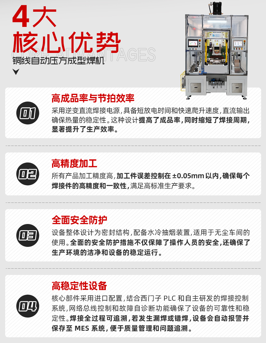 銅線自動壓方成型焊機核心優(yōu)勢