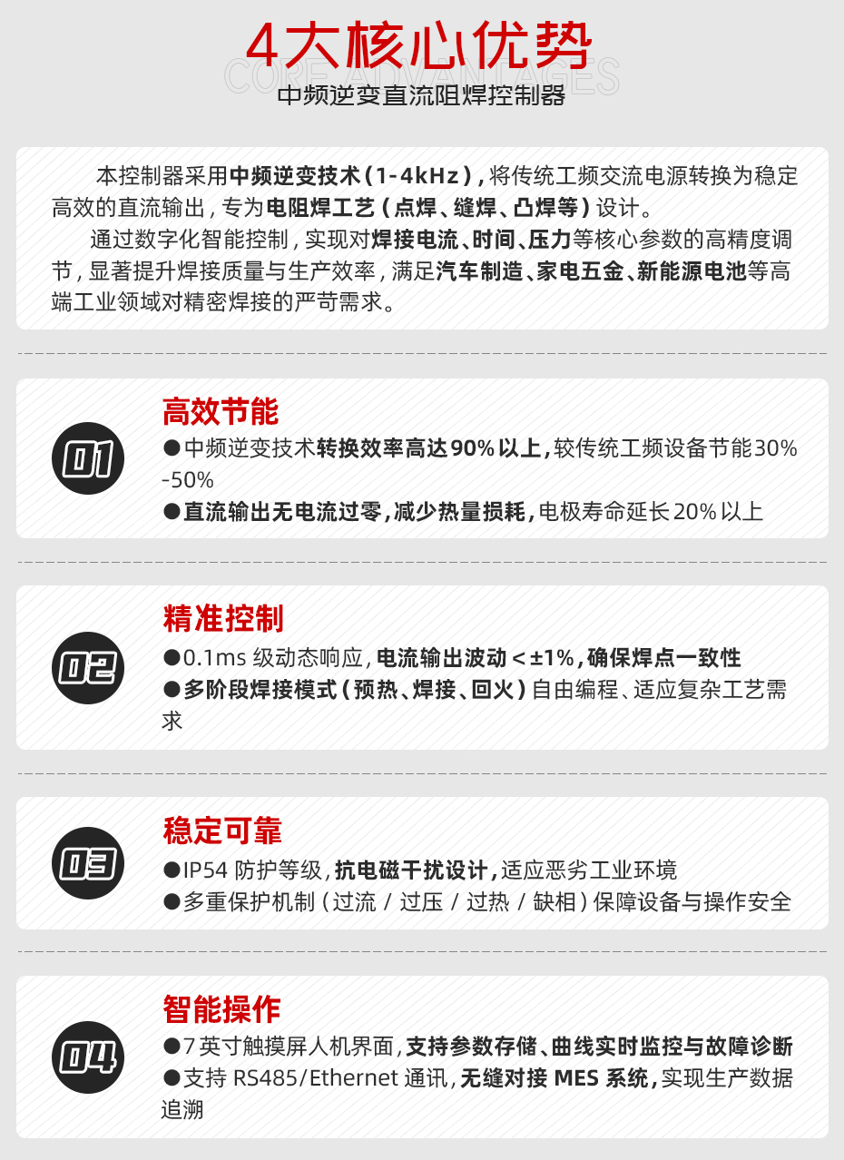 中頻逆變直流阻焊控制器四大核心優(yōu)勢