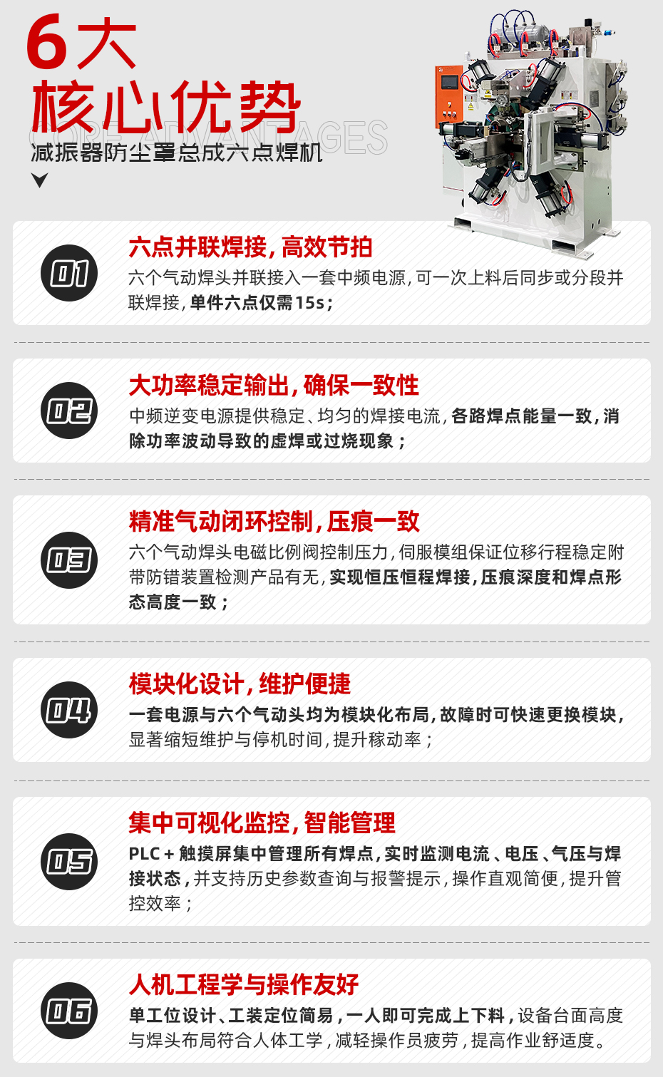 減振器防塵罩總成六點(diǎn)焊機(jī)詳情核心優(yōu)勢